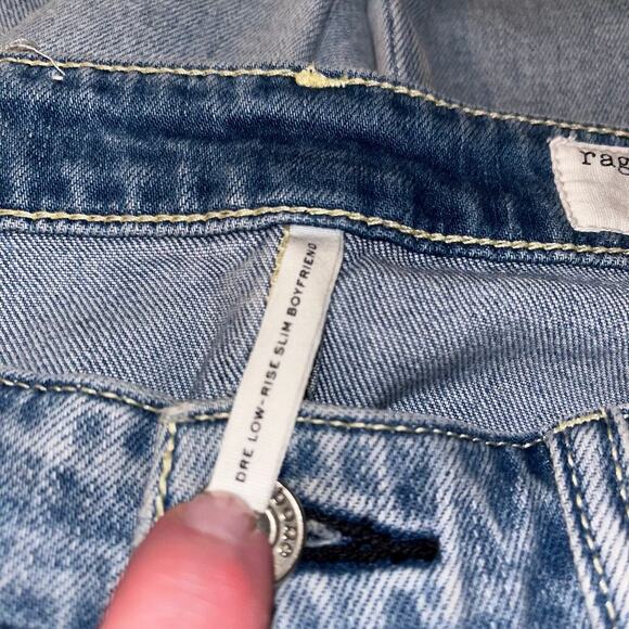 Rag & Bone Dre Low-Rise Slim Boyfriend Jeans Size 26 Whitehaven Distressed - Picture 7 of 9